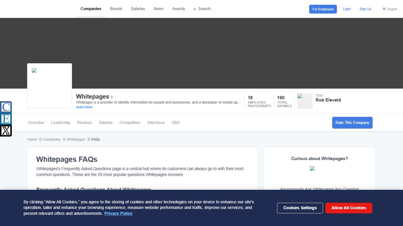 Whitepages FAQs Comparably